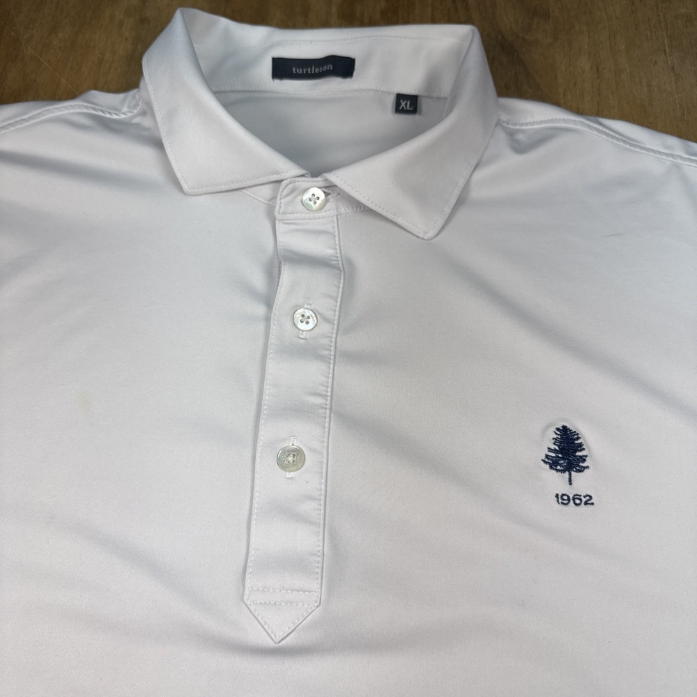 Turtleson Short Sleeve Golf Polo Shirt Mens XL Solid White Logo Casual - Picture 3 of 8